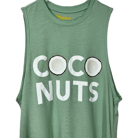 Show Me Your Mumu Coconuts Andrew Tunic Top Small Green Beach Boho Tank Casual - Picture 3 of 5